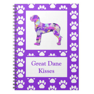 Carnet Grande Dane Chien Silhouette Paw Purple PY&B