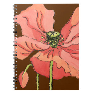 Carnet Grande Fleur rose avec Arrière - plan rouge profon