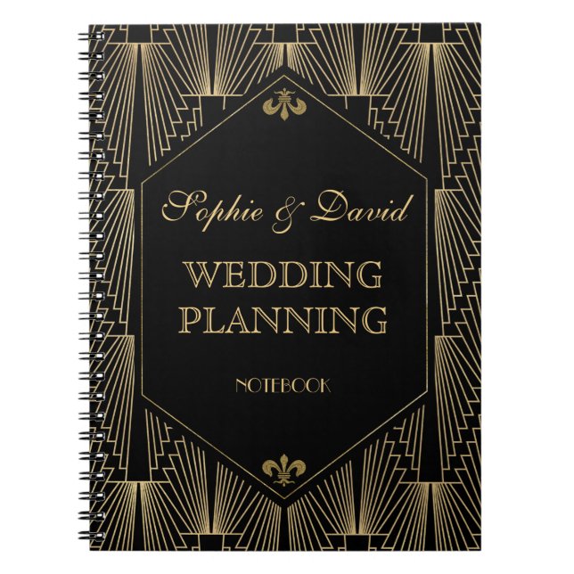 Carnet Grande Gatsby Art Déco Wedding planner des années  (Devant)