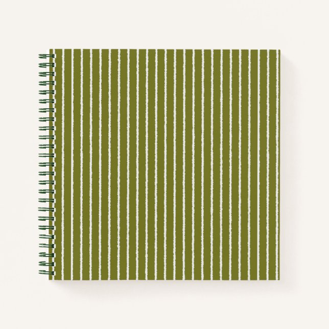 Carnet Grandes vertes et blanches d'olive avec lignes iné (Devant)