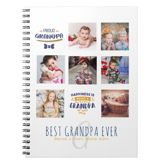 Carnet GRANDPA PHOTO COLLAGE CADEAU FROID Papa Pops Gramp (Devant)