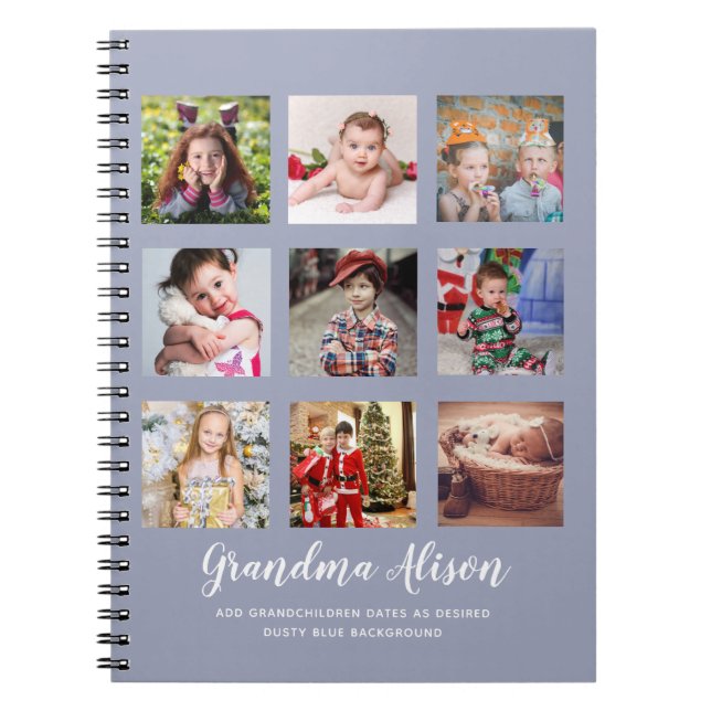 Carnet GRANDPARENT CADEAUX DE COLLAGE PHOTO - Bleu Dusty (Devant)