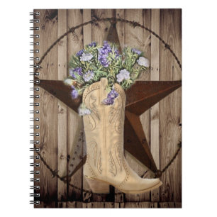 Carnet grange rustique fleur sauvage de bois pays occiden