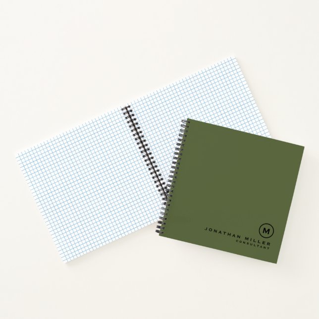 Carnet Graphique de monogramme classique minimal d'olive (Intérieur)