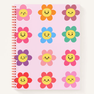 Carnet Graphique des émotions de fleurs Kawaii mignonnes