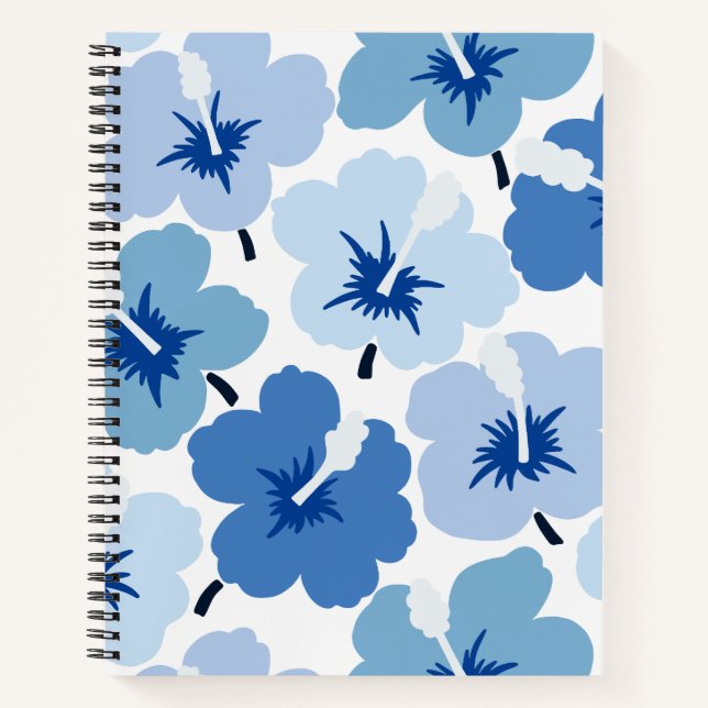 Carnet Gras Fleurs Scribbles Bleu (Devant)