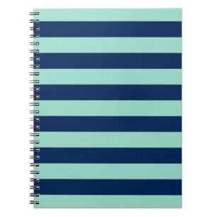 Carnet Gras Seafoam Green et Navy Stripes