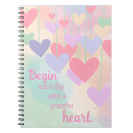 Carnet Grateful Coeur rose vert pourpre Ombre Gratitude