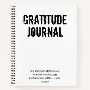 Carnet Gratitude Blanc Noir Minimal Psaume Bible Verse
