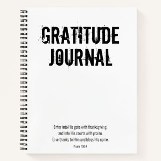 Carnet Gratitude Blanc Noir Minimal Psaume Bible Verse