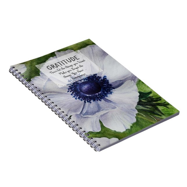 Carnet Gratitude de la fleur d'anémone blanche (Côté Droit)