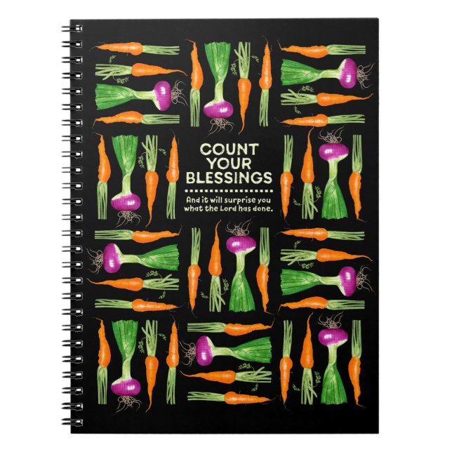 Carnet Gratitude d'oignon et de carottes d'aquarelle (Devant)