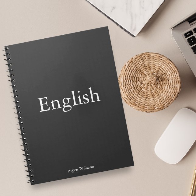 Carnet Gray Anglais Personnalisé (Take you notes with this elegant notebook that is minimalist in style. )