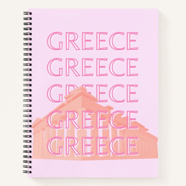 Carnet Grèce, Art Voyage Grec, Art Voyage Pastel, Rose (Devant)