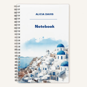 Carnet Grèce Myconos aquarelle votre nom