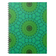 Green and Blue Circular Pattern Spiral Notebook