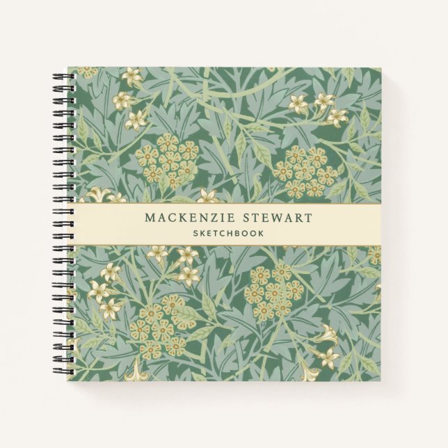 Carnet Green Jasmine Botanical Pattern Sketchbook (Devant)
