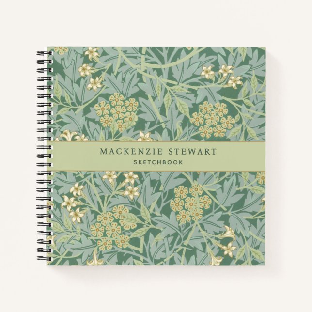Carnet Green Jasmine Floral Pattern Sketchbook (Devant)
