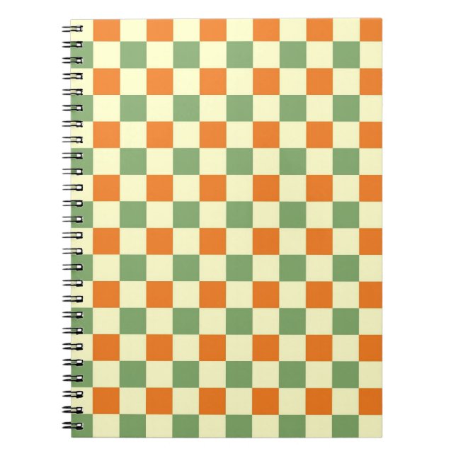 Carnet Green Orange Brown À damiers En vichy Motif (Devant)