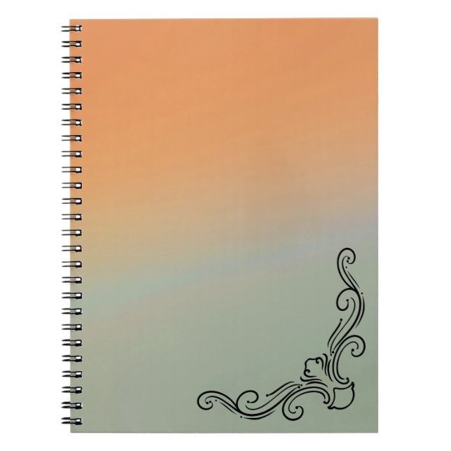 Carnet Green & Orange Ombre Notebook with Black Accent (Devant)