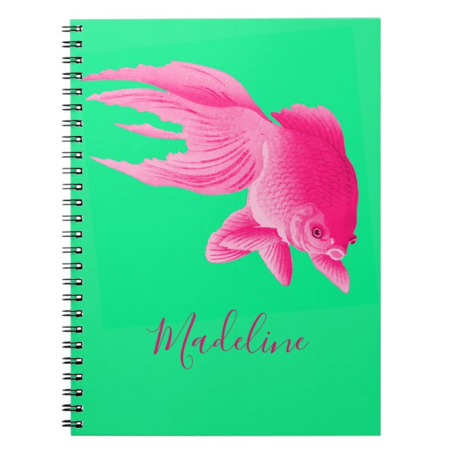 Carnet Green Pink Goldfish Large Modern Pop Personal (Devant)