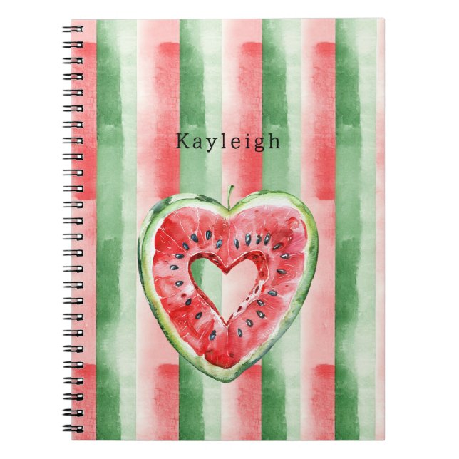 Carnet Green Red Heart Watermelon  (Devant)