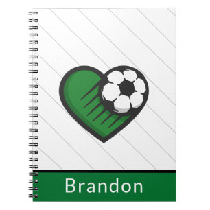 Carnet Green Soccer Love Kids Players Name & Ball Striped