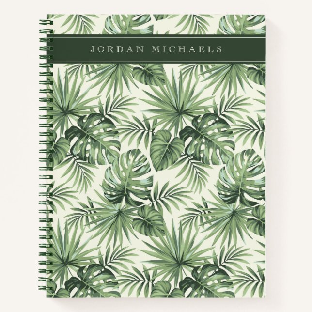 Carnet Green Tropical Palm Feuille Motif (Devant)