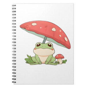 Carnet Grenouille de jour de pluie sous champignon design