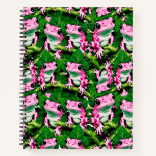 Carnet Grenouille Rose Sur La Feuille Verte Motif Design
