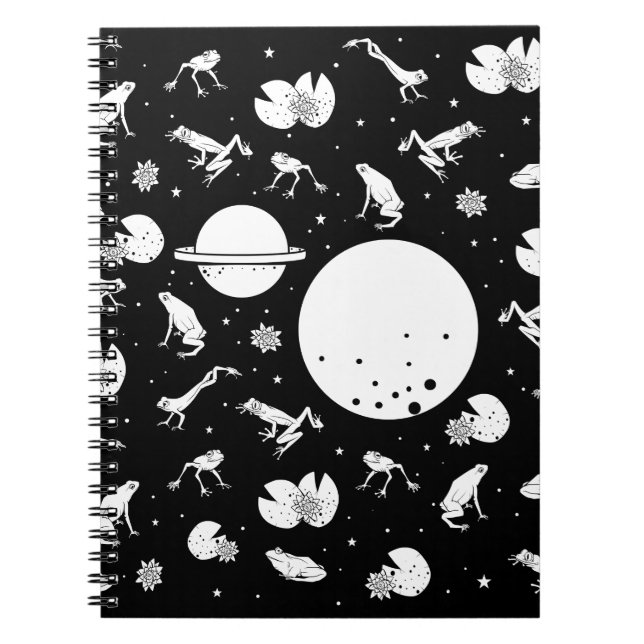 Carnet Grenouilles dans l'espace noir et blanc (Devant)