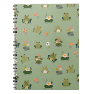 Carnet Grenouilles et nénuphars sur fond vert clair