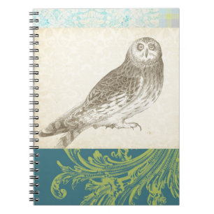 Carnet Grey Owl sur Arrière - plan Motif