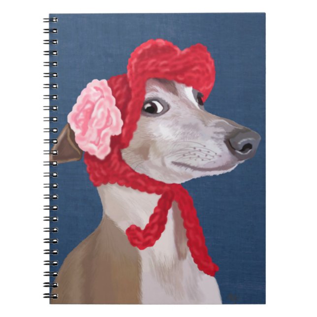 Carnet Greyhound avec Casquette en laine rouge (Devant)