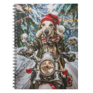 Carnet Greyhound Chien équitation Moto Noël