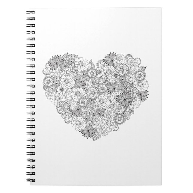 Carnet Griffonnage floral de coeur (Devant)