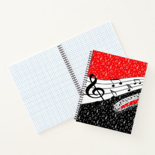Carnet Grille de thème musical rouge et noir