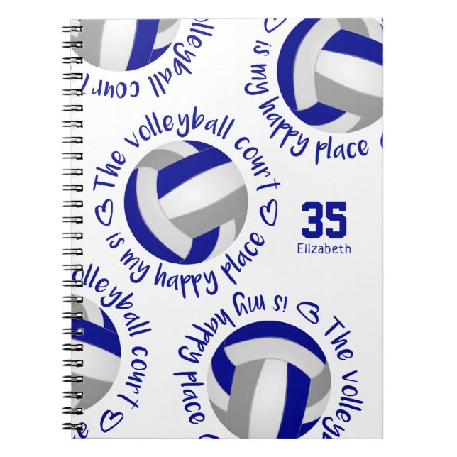 Carnet gris bleu Le terrain de volley est mon endroit heu (Devant)