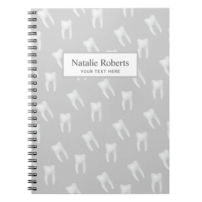 Carnet Gris dentaire de bureau de motif blanc de dents de (Devant)