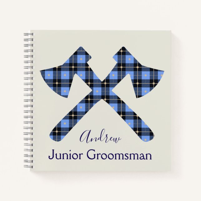 Carnet Gris et bleu Junior Groomsman plaid ax (Devant)