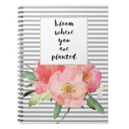 Carnet Gris Gris Aquarelle rose Fleur