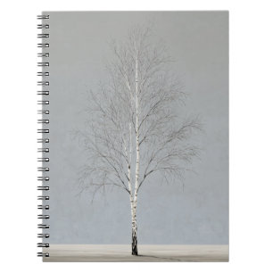 Carnet gris mou minimal de bouleau