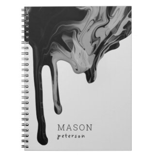 Carnet Gris Noir Abstrait brillant en marbre transparent
