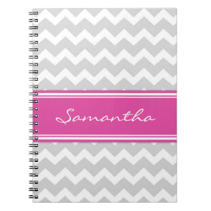 Carnet gris rose nommé fait sur commande de