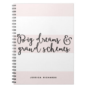 Carnet Gros rêves et grands schémas Bleu rose rayures