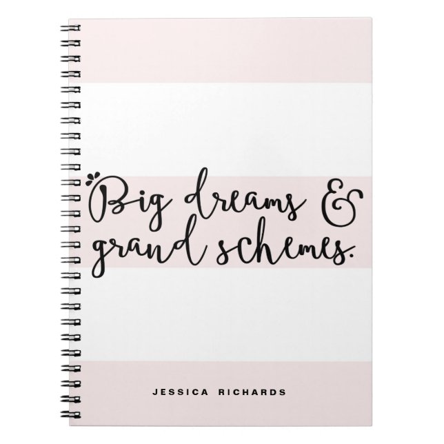 Carnet Gros rêves et grands schémas Bleu rose rayures (Devant)