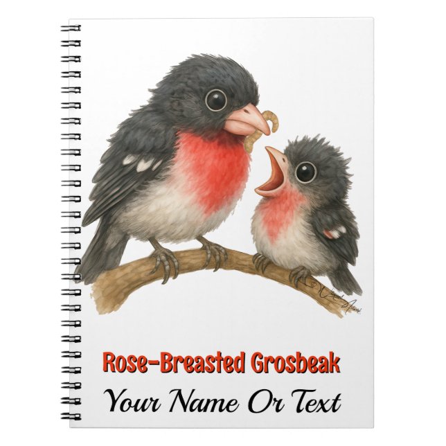 Carnet Grosbeak à poitrine Rose étonnante (Devant)