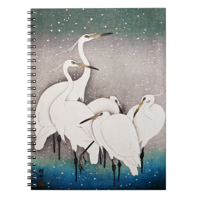 Carnet Groupe d'aigrettes, Ohara Koson, Art japonais Vint (Devant)