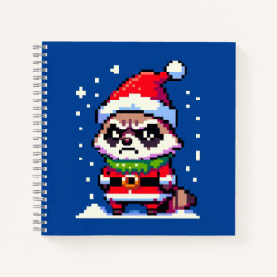 Carnet Grumpy Christmas Raccoon - Drôle Pixel Art Holiday