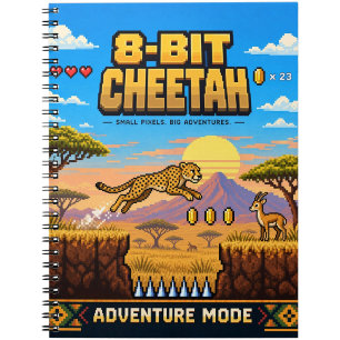 Carnet Guépard, Pixel Art Rétro 8 Bits